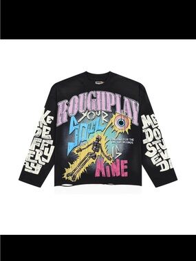 Rough Play Black Graphic Long-Sleeve Tee